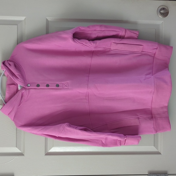 Salty Wave Purple Never Take Off Button Front Tunic Hoodie with Pockets- M - Picture 1 of 14